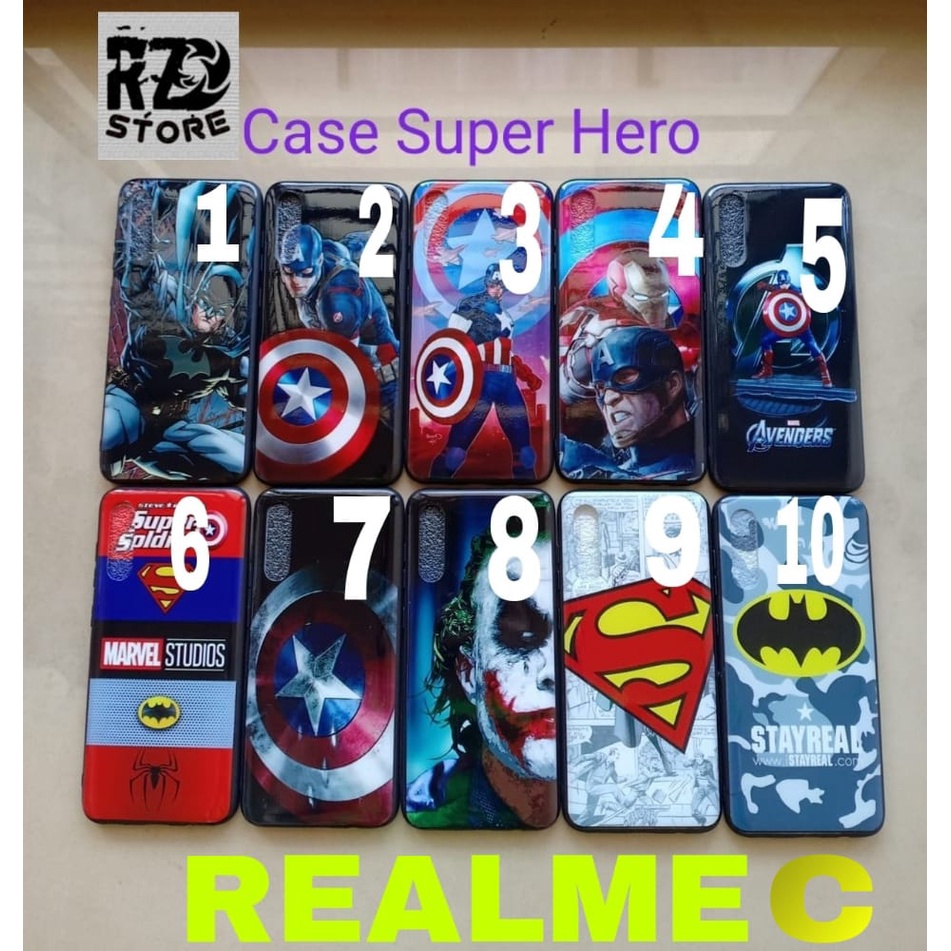 HARD CASE KARAKTER  SUPERHERO glossy REALME C3 C12 C17 7I C25 HARD CASE CASING