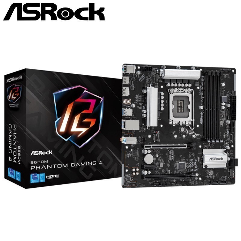 ASROCK B660M Phantom Gaming 4 | Intel B660 LGA 1700 DDR4 Micro ATX