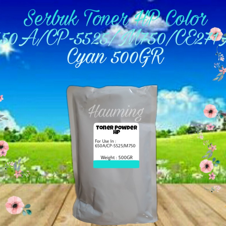 Serbuk Toner HP 650A CP5525 M750 CP5525dn CP5525n CP5525xh M750xh M750n M750dn CE271A Cyan 500gr