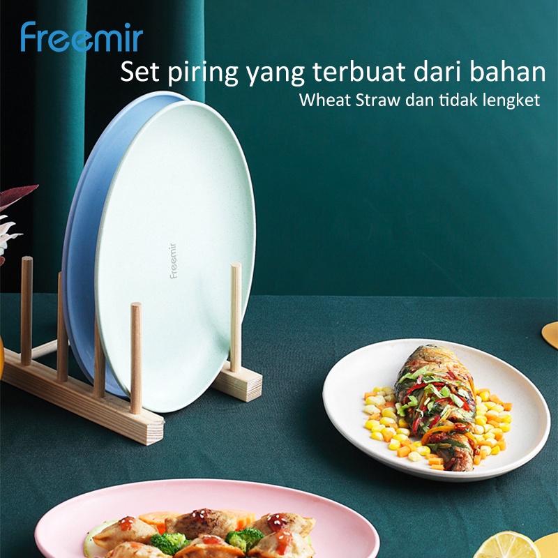Freemir Set 4 pcs Piring Telur 26cm Piring Makan Oval Wheat Straw BPA Free Mix Warna Set 4 Pcs Free-2