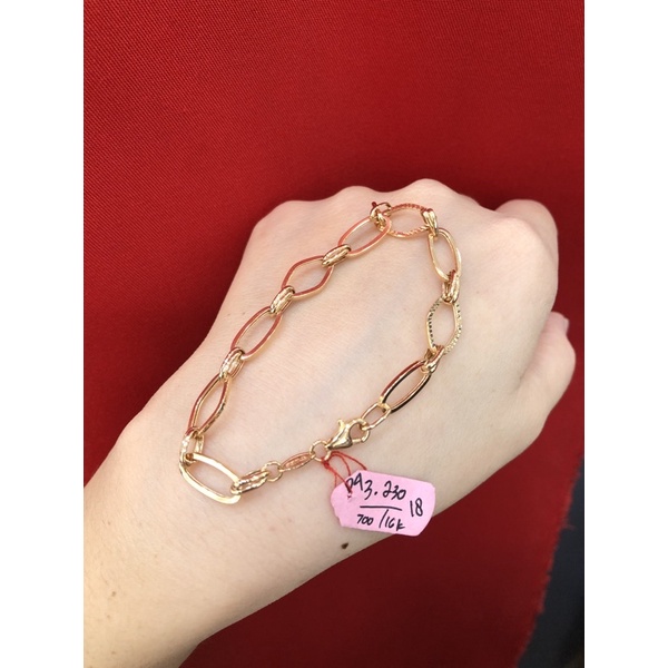 Gelang rantai kombinasi rose gold emas asli 700/16K