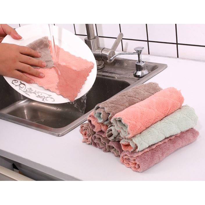 Kain Lap Piring Dapur Serbet Dapur Microfiber Coral Fleece