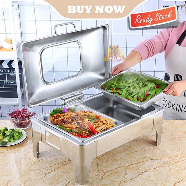 LUXURY Prasmanan Hydraulic SEKAT Chafing Dish 9.0L Segi SOFT CLOSING