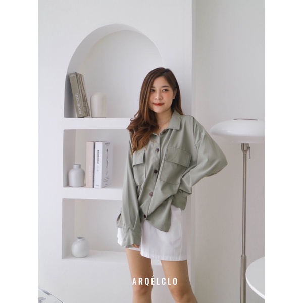 Arqelclo - 지효 Ji Hyo Blouse - Kemeja Blouse Basic Oversize