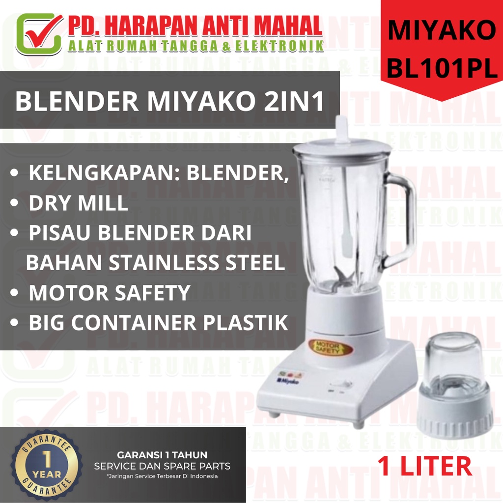 BLENDER PLASTIK MIYAKO BL101PL/ BLENDER PLASTIK 2IN1 / BLENDER MIYAKO 2IN1