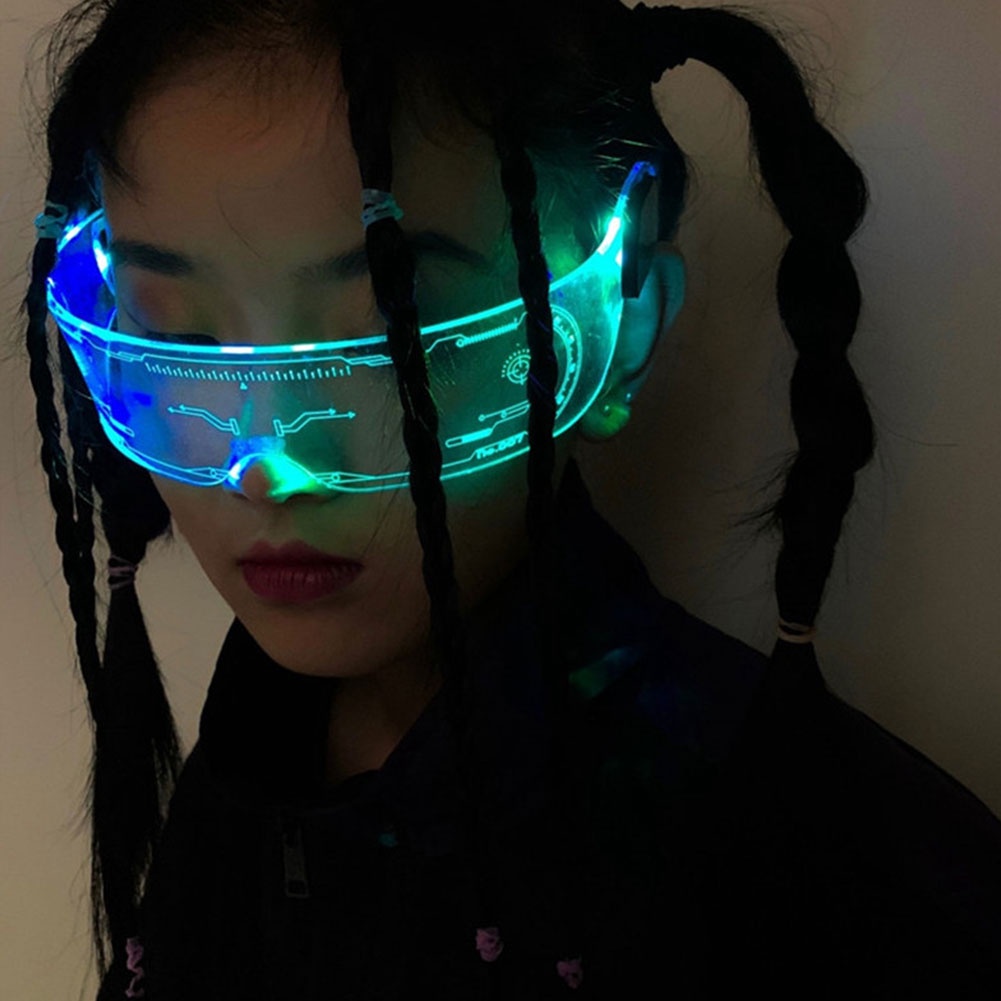 【TK】LED Luminous Sunglasses Vintage Punk Goggles Men Women Fashion Party Christmas Colorful Light Up Glasses Đạo cụ bầu không khí KTV