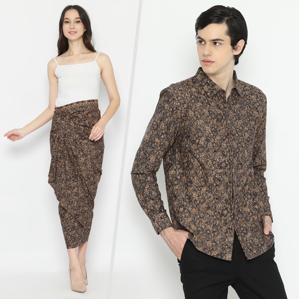 BATIK COUPLE MODERN  Kemeja Rok Lilit Instan Batik Pria Lengan Panjang Premium Motif Capung Cream 721278 Cap 72 - Baju Kemeja Atasan Pakaian Batik Couple Cople Pria Cowok Laki Laki Remaja Keluarga Lengan Panjang Modern Slimfit Premium Kekinian