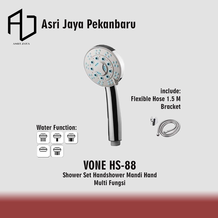 VONE HS-88 Chrome Shower Set Handshower Mandi Hand Multi Fungsi Air