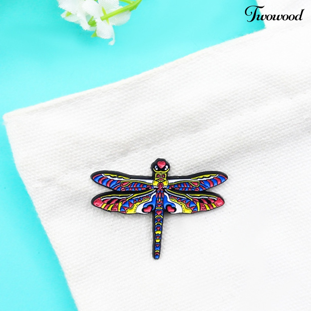 Twowood Dragonfly Shape Multicolored Lapel Pin Alloy Vivid Funny Collar Brooch Badge Backpack Accessories