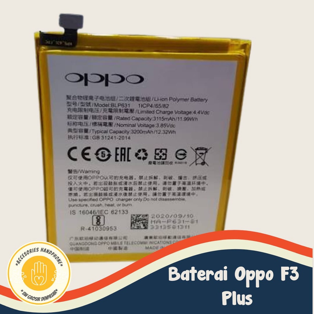 (COD) Baterai battery batre batt original bergaransi oppo f3 plus / oppo f3 +