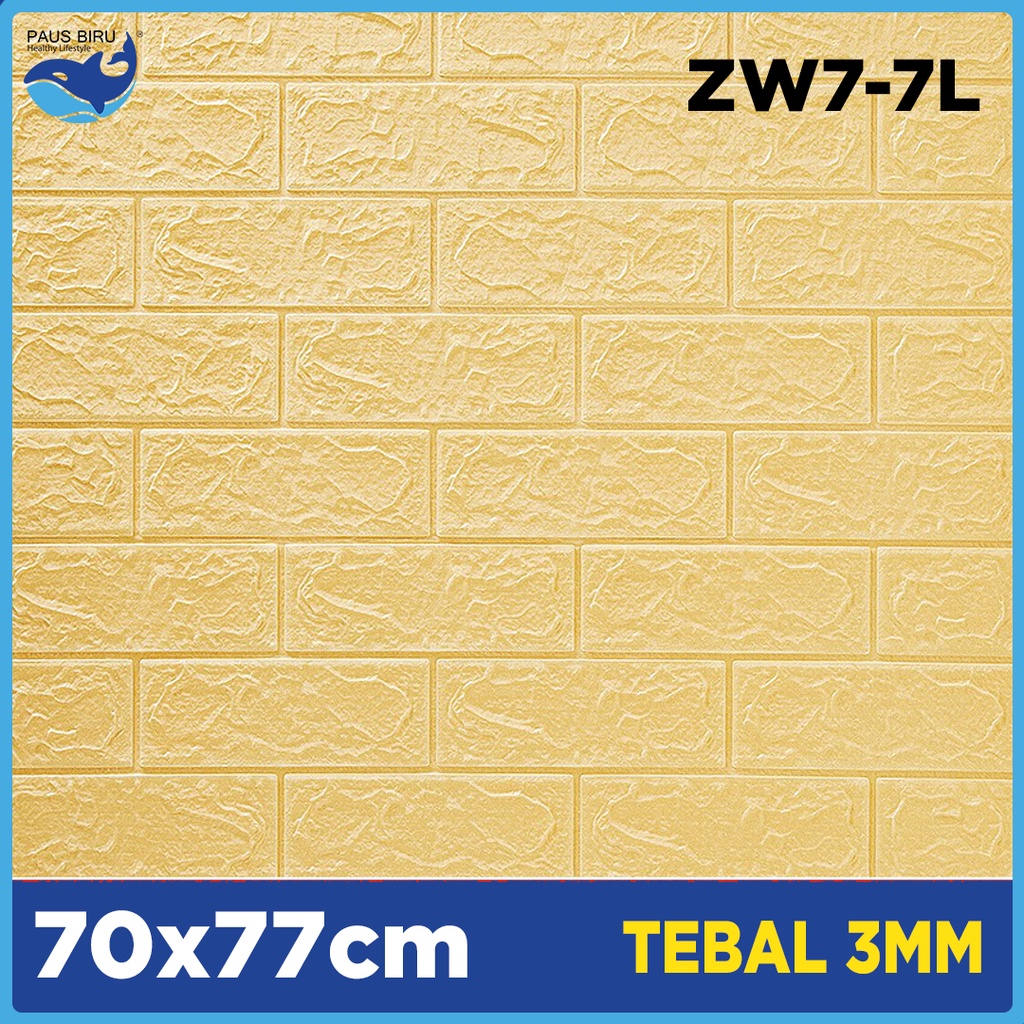 PALING MURAH ! Wallpaper Dinding FOAM Timbul 3D Bata Putih CLASSIC BRICK 70 x 77 cm | Tebal 3mm-W7-7L KUNING 3MM