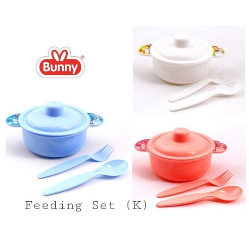 Mangkok Bayi Set LUSTY BUNNY LB-1332 Baby Bowl Spoon Fork Feeding Set