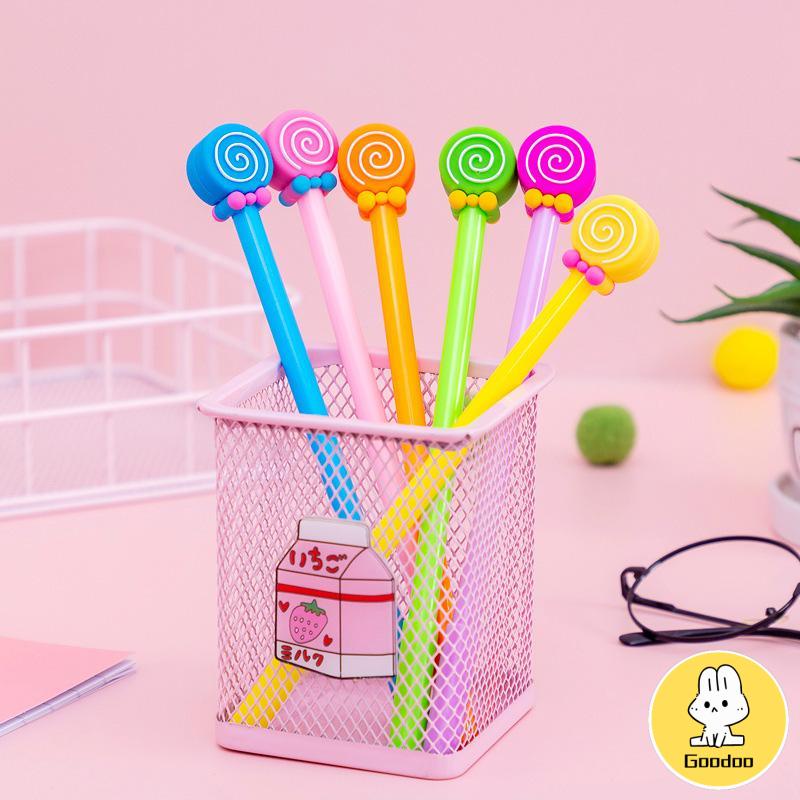 Kreatif Kartun Dasi Kupu-kupu Lollipop Gel Pena 0.5mm Alat Tulis Siswa -Doo