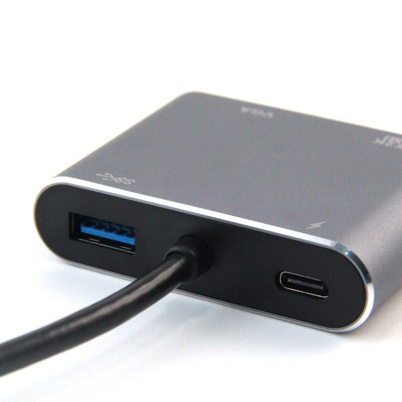 KONEKTOR TYPE-C TO HDMI WITH PORT CHARGER TYPE C | CONVERTER TYPE-C TO HDMI TO VGA + PORT USB 3.0 4 IN 1 - TEKNO KITA