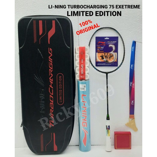 RAKET BADMINTON LINING TURBOCHARGING 75 EX EXTREME - LIMITED EDITION - TENSION 35 LBS - ORIGINAL LI-