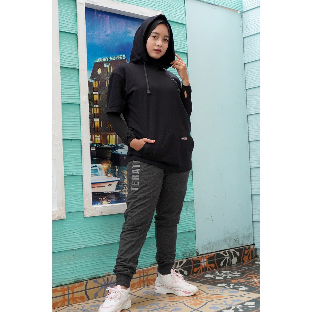 Hoodie Short SHT Vertikal - Black