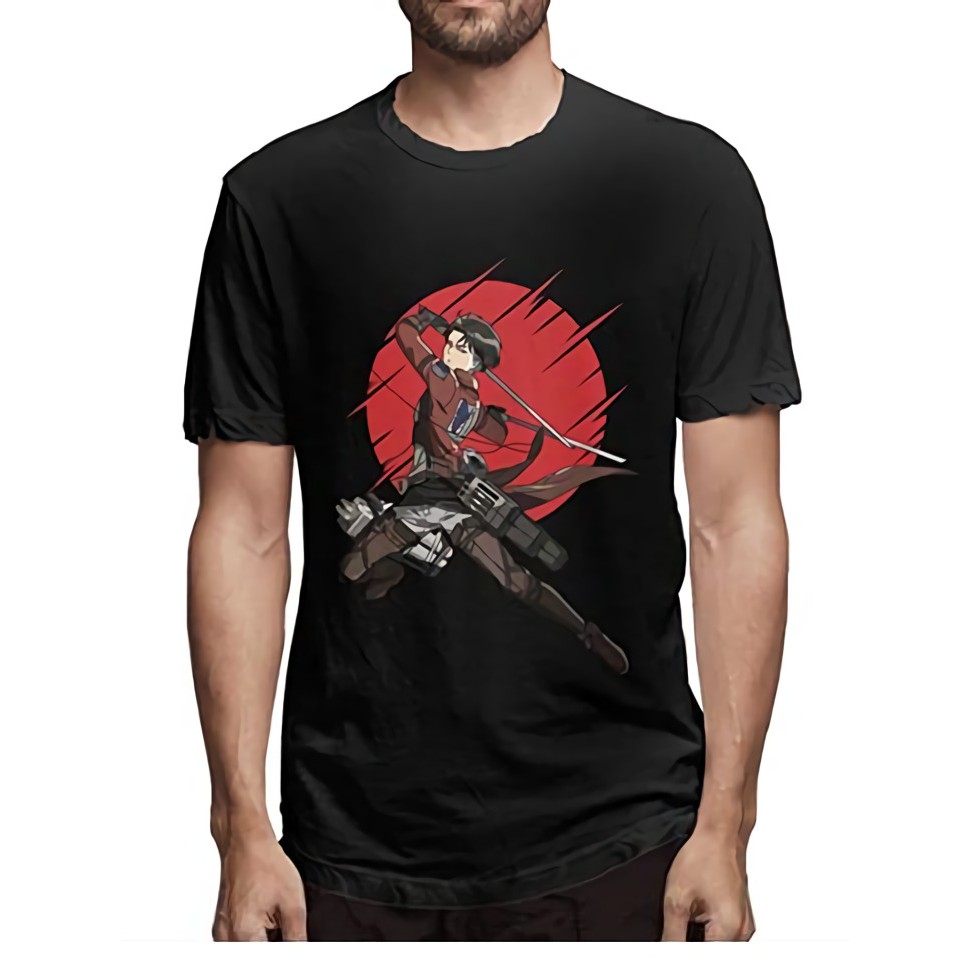 Tshirt Levi In Action Attack on Titan Premium Quality Kaos AOT SNK Shingeki No Kyojin Wibu Otaku Unisex