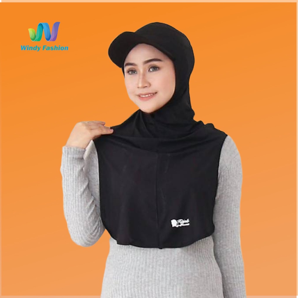 Hijab Jilbab Topi Sport Sporty Olahraga Instant Bulutangkis Yoga Lari Senam-BLACK