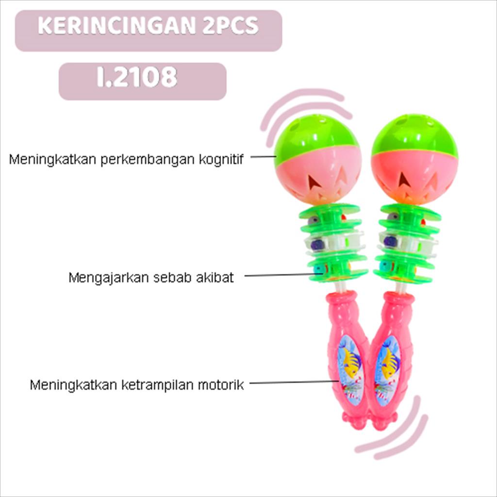 Mainan Bayi Kerincingan/Mainan Anak Kerincingan Gagang 2PCS 2108