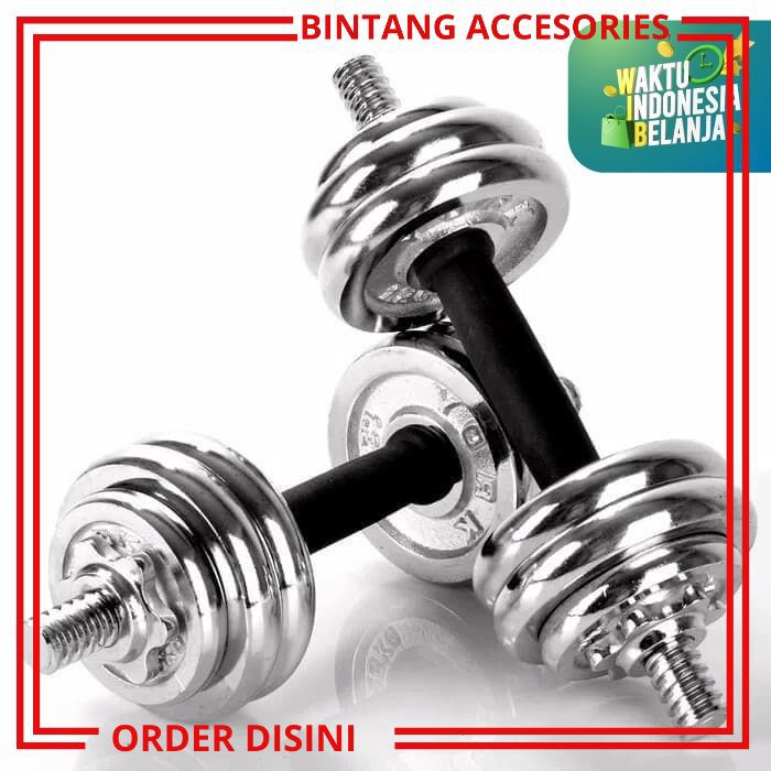 W053 ALAT FITNES PERLENGKAPAN GYM DUMBLE BARBEL SET 20KG ALAT OLAH RAGA ALAT GYM FITNESS