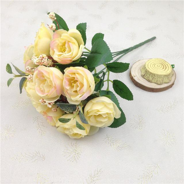 COD BUNGA MAWAR  BUNGA TANGKAI PLASTIK BUNGA ARTIFISIAL BUNGA PAJANGAN BUNGA HIASAN BT9023-CREAM