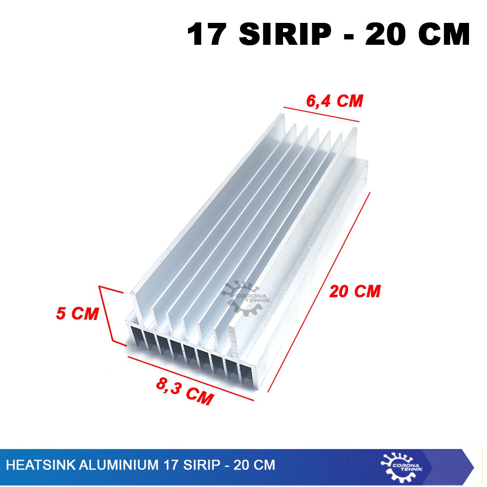 Heatsink Aluminium 17 Sirip - 20 cm