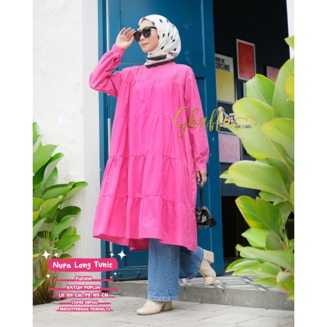 Tunik polos kekinian / Nufa long tunik by ghaffa the label / Long tunik polos modern