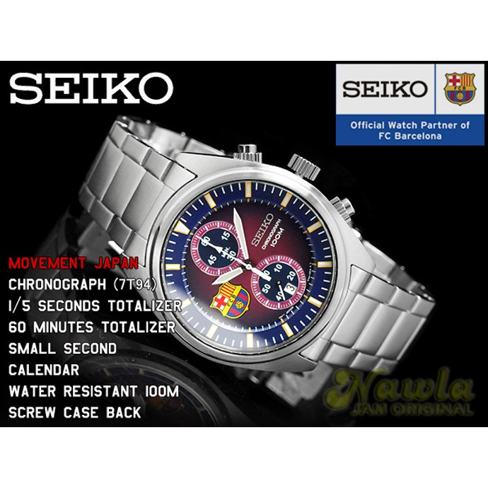 Seiko SNN265P1 Chronograp Barca FC Blue Dial | Jam Pria SNN265