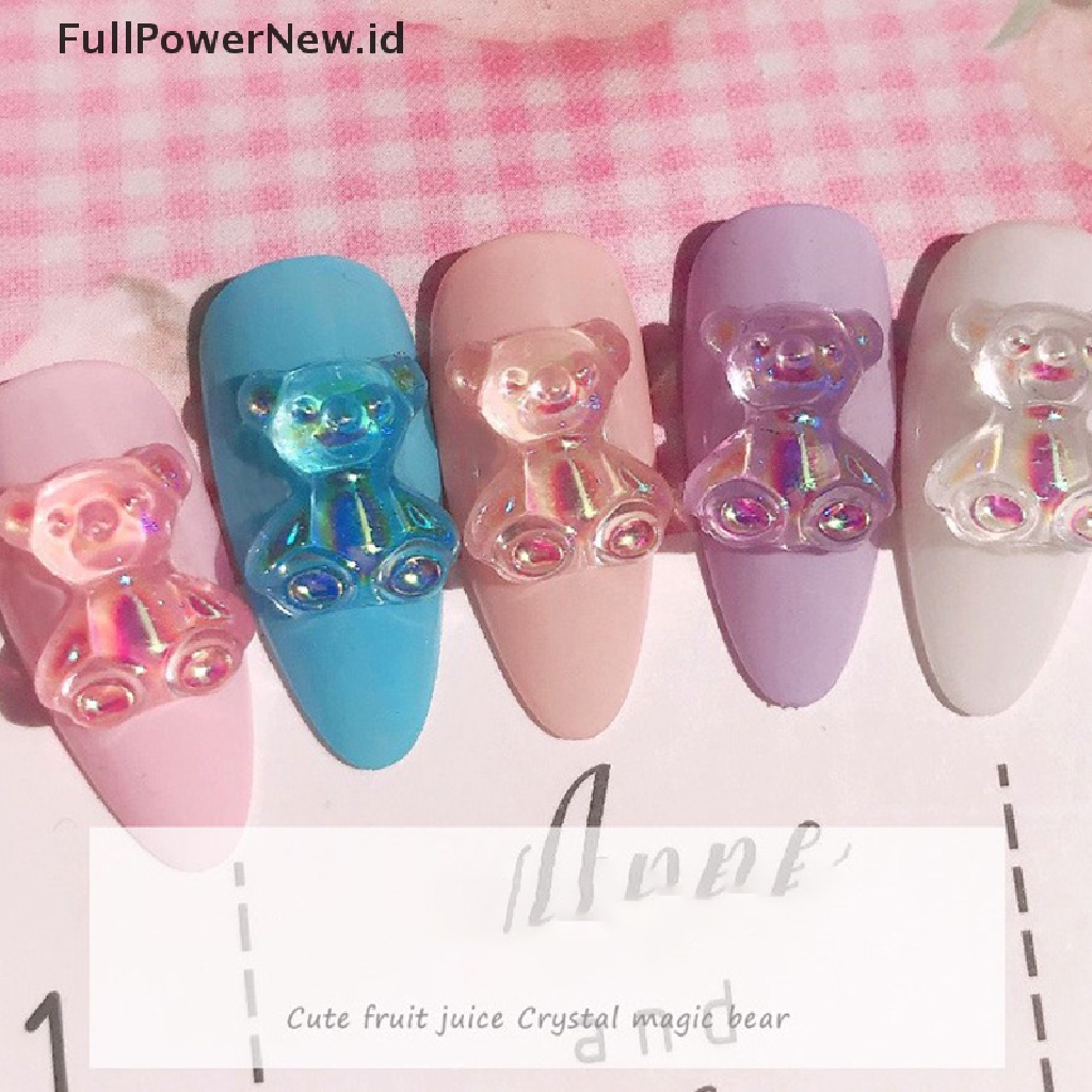 6pcs Dekorasi Nail Art 3d Bentuk Beruang 3 Ukuran