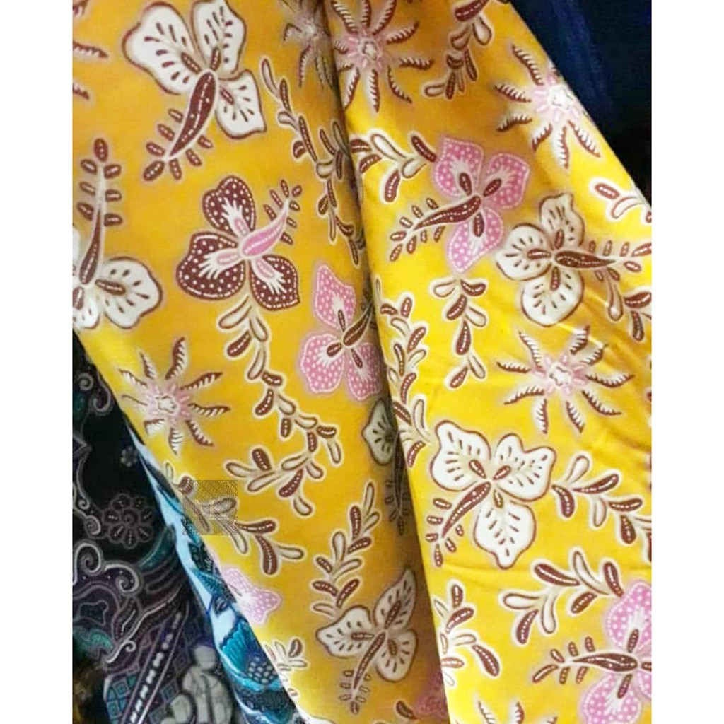 Kain Batik Halus Warna Kuning Oranye Seragam Bridesmaid Meteran