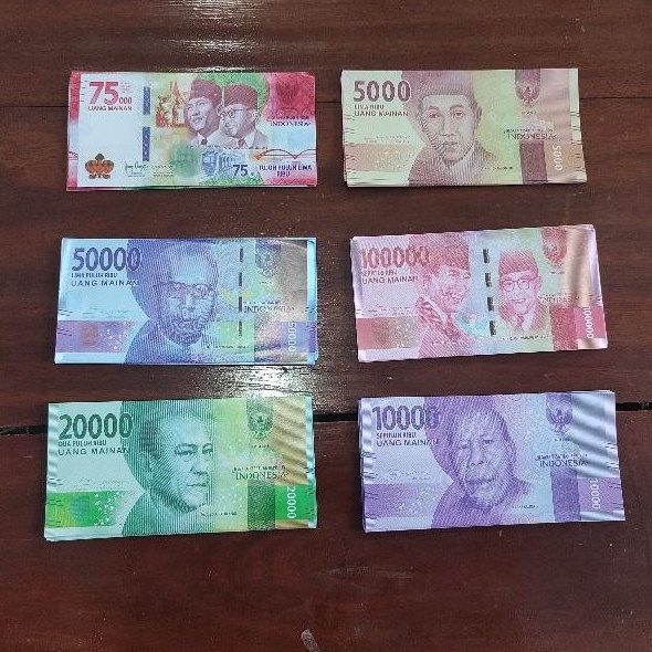 Uang mainan//mirip uang asli lama dan baru//bahan mahar 10 lembar