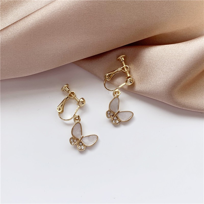S925 Anting Kupu-Kupu Perak Korea Seperti Anting Berlian Elegan