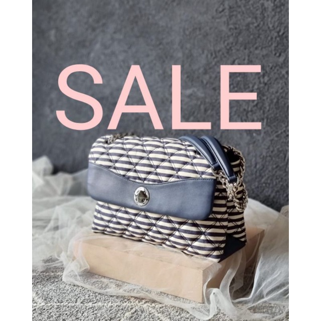 Katespade natalia lurex stripe medium quilted shoulder chain/tas kateapade ori