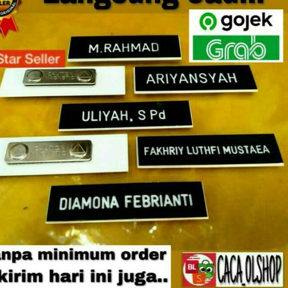 

♂ Name tag Papan Nama Dada Magnet Untuk PDH PNS Siswa Gravir Akrilik ✭