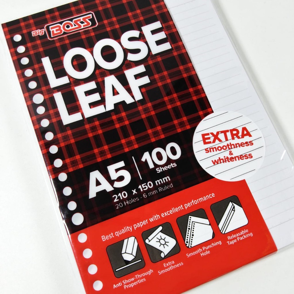 Jual Kertas Loose Leaf BigBoss A5 100 Lembar Polos / Garis Big Boss ...