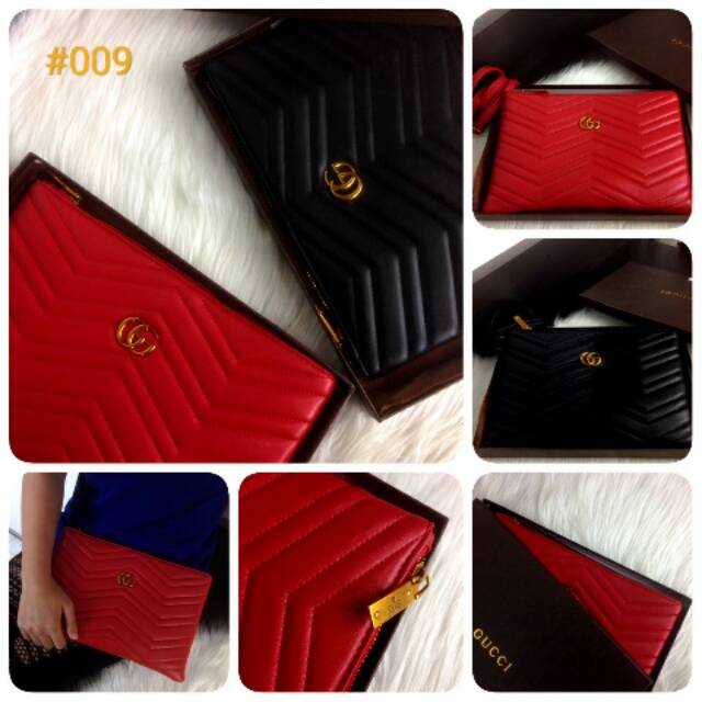 #009 New Arrival GUCCI GG Marmont Pochette Leather SS18