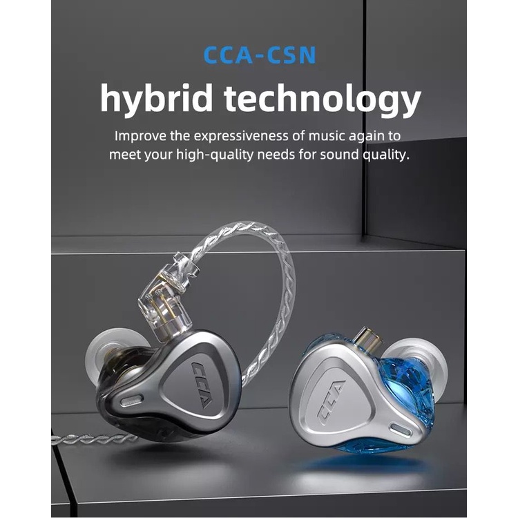 CCA CSN IEM Earphone Hifi with Mic - Hybrid Driver 1BA + 1DD - Garansi Resmi 1 Tahun