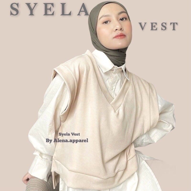 Syela Vest V-neck Oversize Knit Basic Premium by Alena / Rompi Outer Wanita