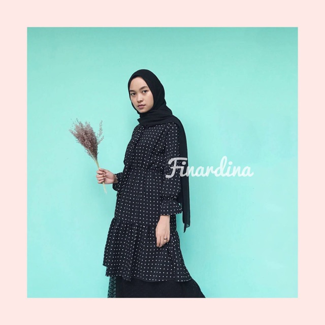 Polkadot Tunik // Tunik Navy Tunik Hitam Tali Pita