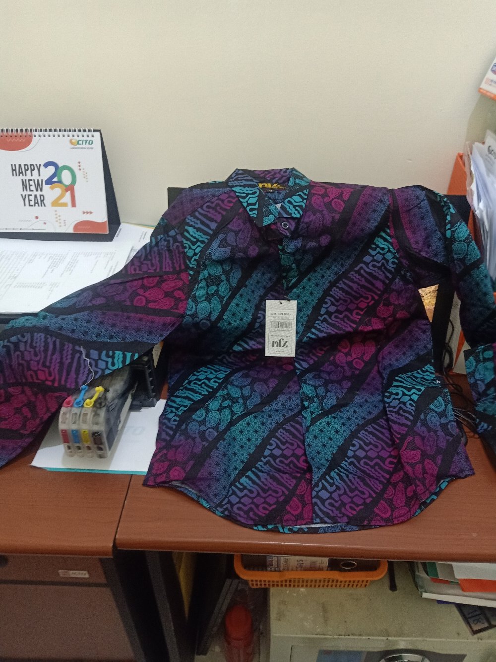 4161 Kemeja Batik Pria Lengan Panjang Long Navy Batik Gradation Slimfit