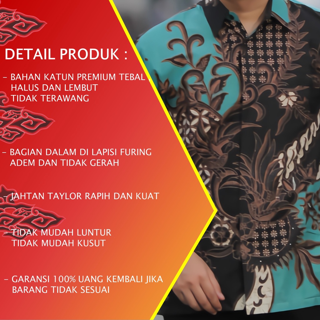 KEMEJA BATIK PRIA PREMIUM LENGAN PANJANG REGULAR KANTOR BATIK ALUNA PCW 076