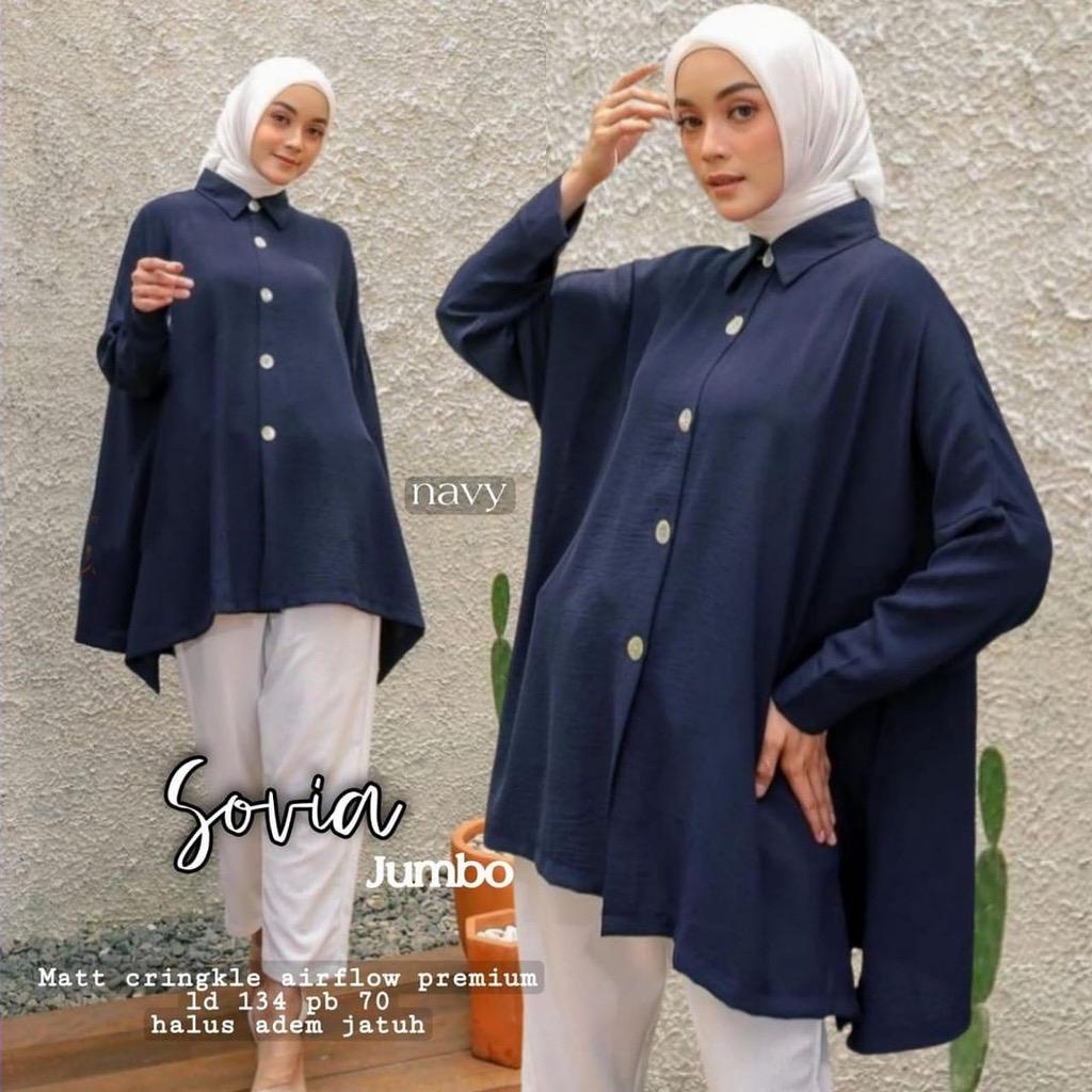 1KG MUAT 5PCS | SOVIA OVERSIZE BLOUSE FLOWY AIRFLOW CRINKLE HITS OOTD FASHION WANITA TERMURAH