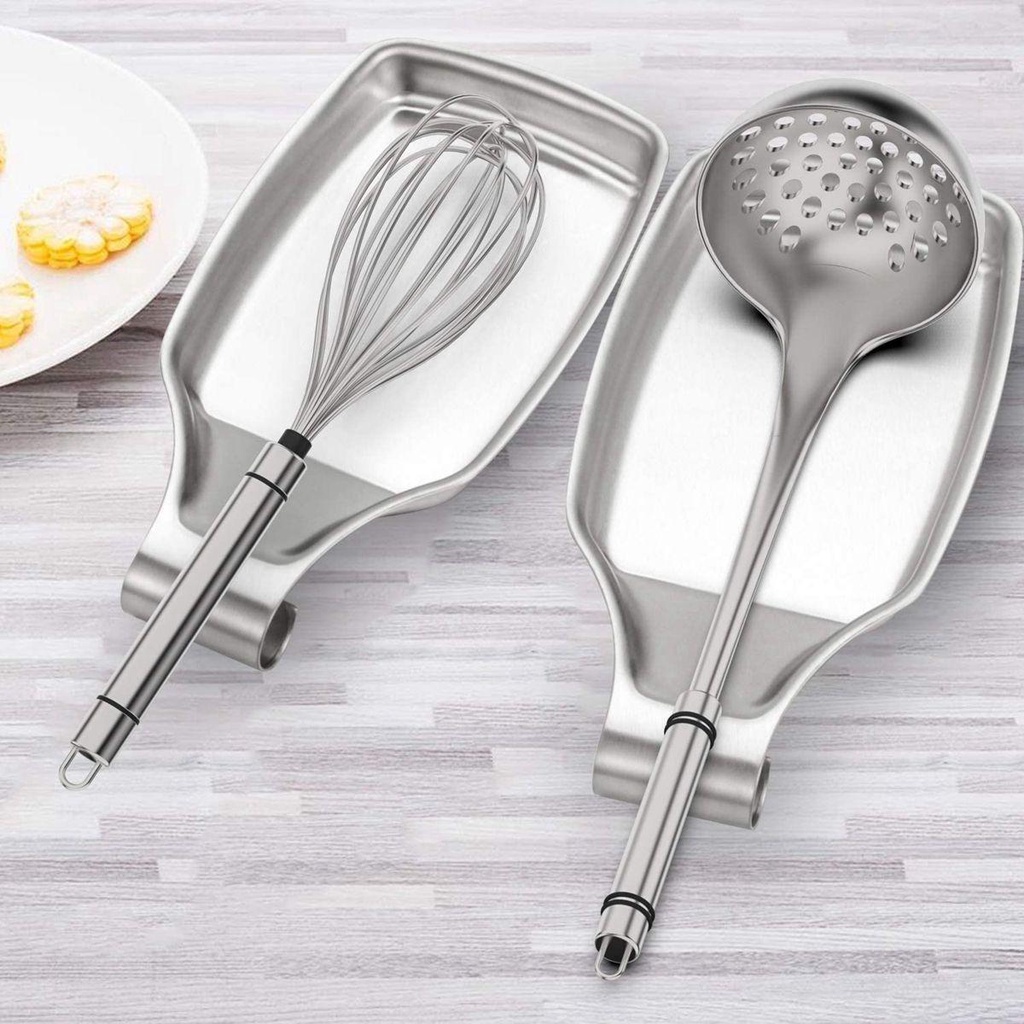 [Elegan] Sendok Istirahat Kompor Top Home Stainless Steel Alat Makan Heavy Duty Meja Spatula Stand