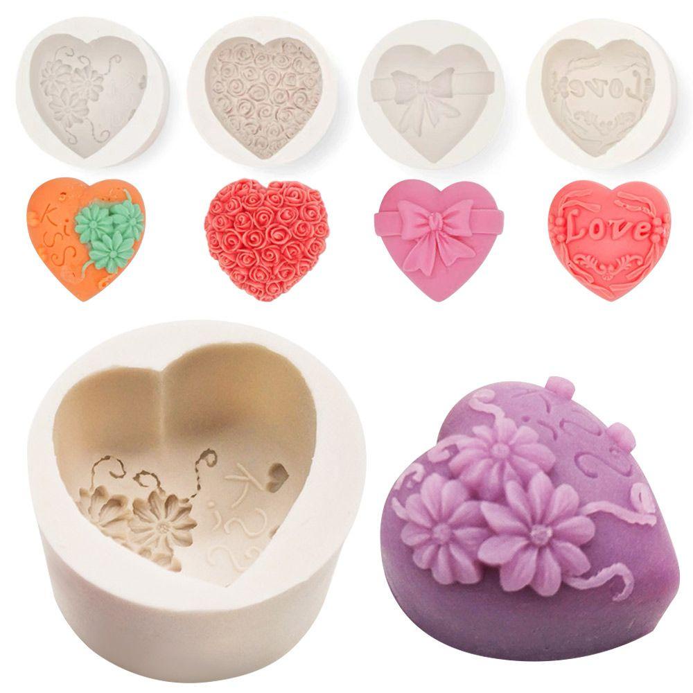 R-flower Cetakan Sabun Bentuk Hati Clay Tools Handmade Cake Resin Molds