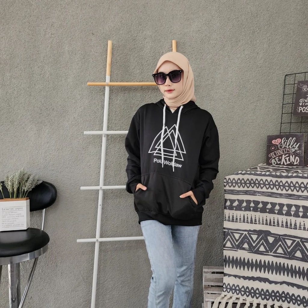 POLU TRIANGLE Hoodie Sweater Oversize | Outerwear Pria Wanita Outfit Kekinian Korean Style