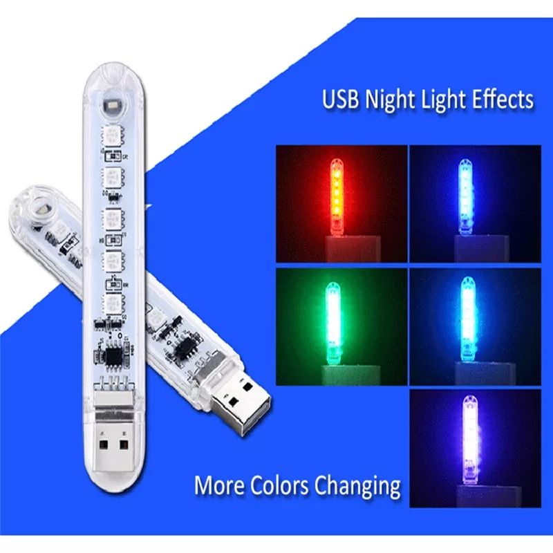 Led usb 5 mata led RBG 7 warna lampu dekorasi