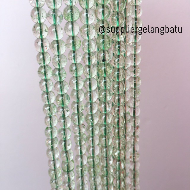 semi stone rutilated kuarsa quartz green 6mm hijau gelang kalung grosir kerajinan beads crafft bahan