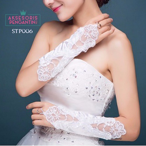 [PRODUK TERBATAS] SARUNG TANGAN WEDDING GLOVES FINGERLESS AKSESORIS PENGANTIN STP 006