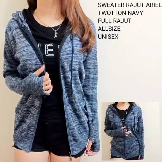 Sweater Rajut Ariel Cardigan Rajut Twist Jaket Ariel