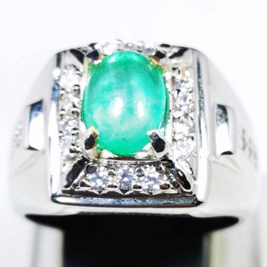 BATU PERMATA ZAMRUD COLOMBIA ASLI NATURAL RING PERAK BANGKOK 926 SIAP PAKAI